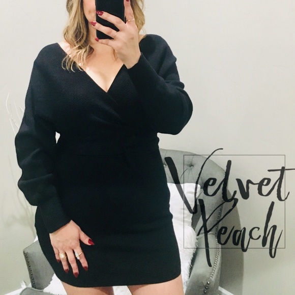 One Left! Sexy Black Sweater Dress. - Picture 3 of 5